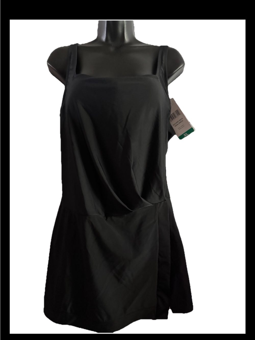 Beyond Control Women's  XL Square Neck Swim Dress Blk Swimsuit Tommy Control